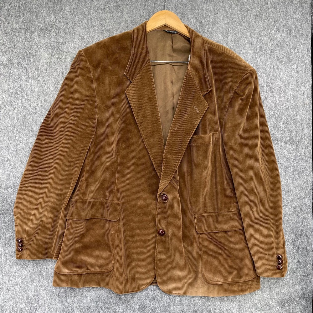 David Taylor Corduroy Blazer Mens 46R Brown Two Button Sport Coat Jacket